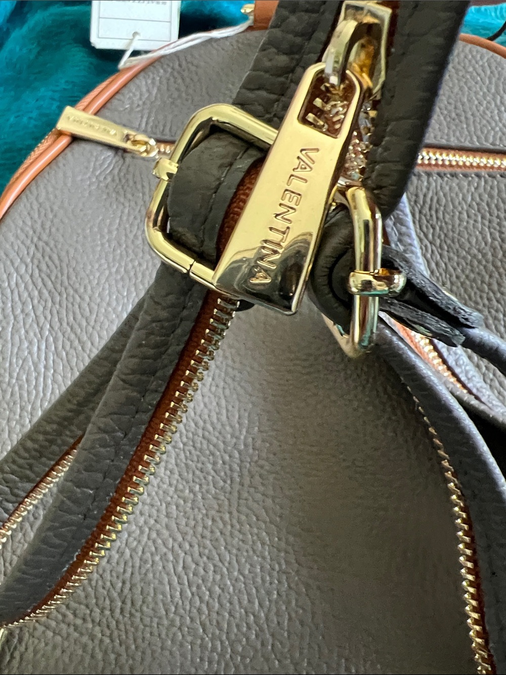 Valentina Taupe Leather Women’s Backpack with Tan Trim NWT - Picture 4 of 11